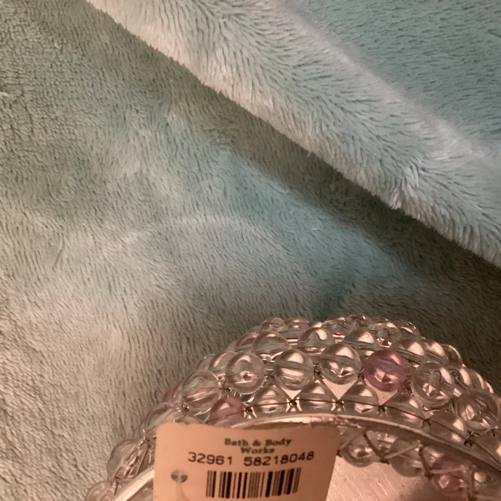Bath & Body Works Pink and Clear Beaded Decorative Basket